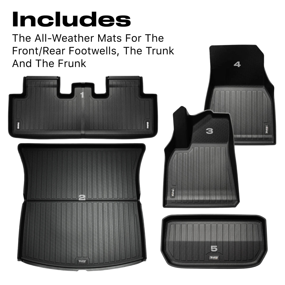 2befair Floor Mats — Model Y